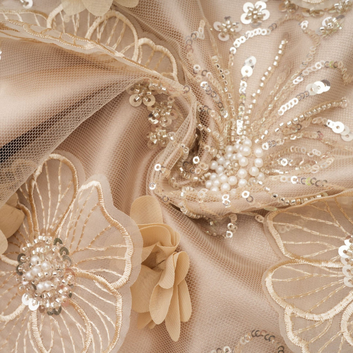 Margherita Mini Dress with Floral Appliqué and Crystal Embellishment