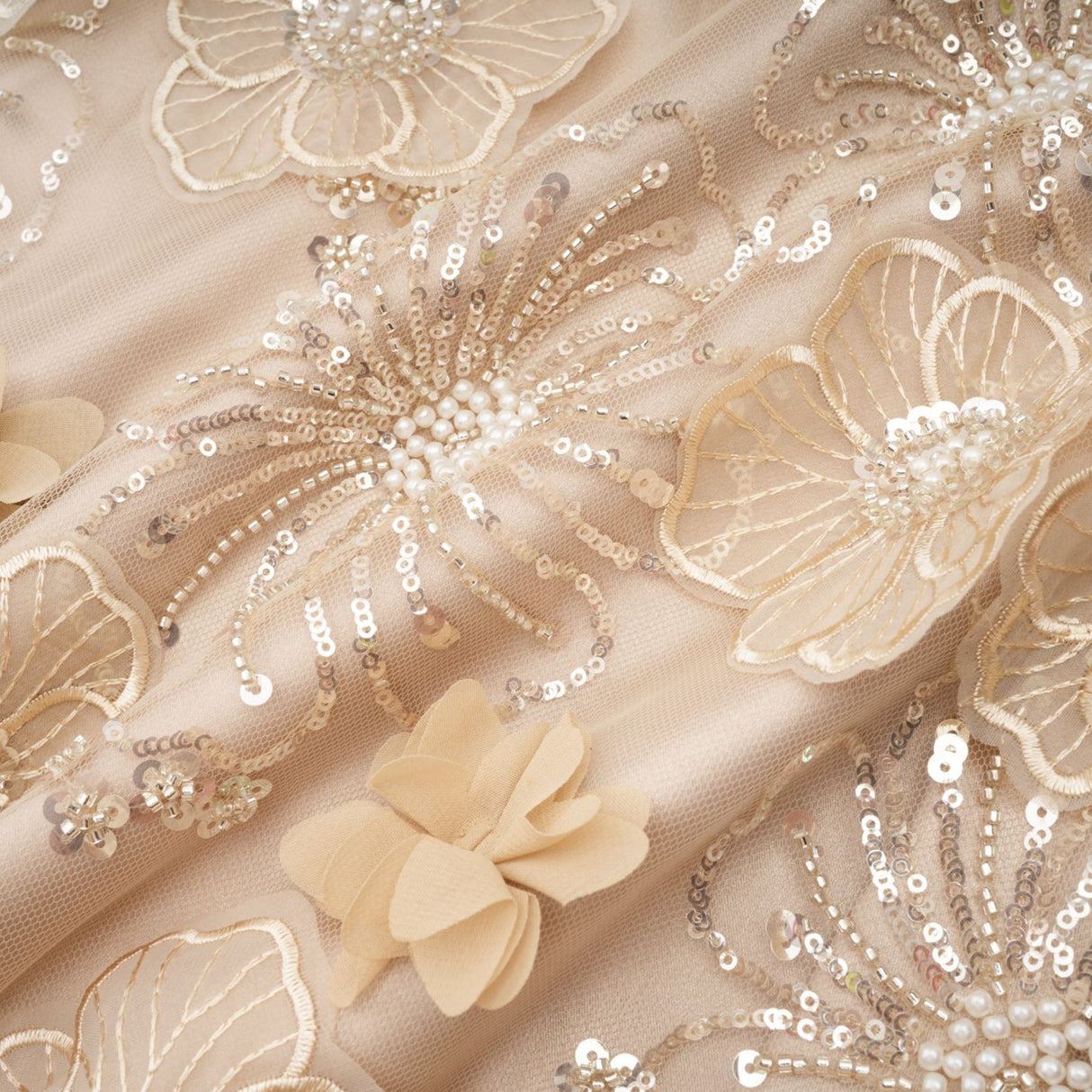 Margherita Mini Dress with Floral Appliqué and Crystal Embellishment