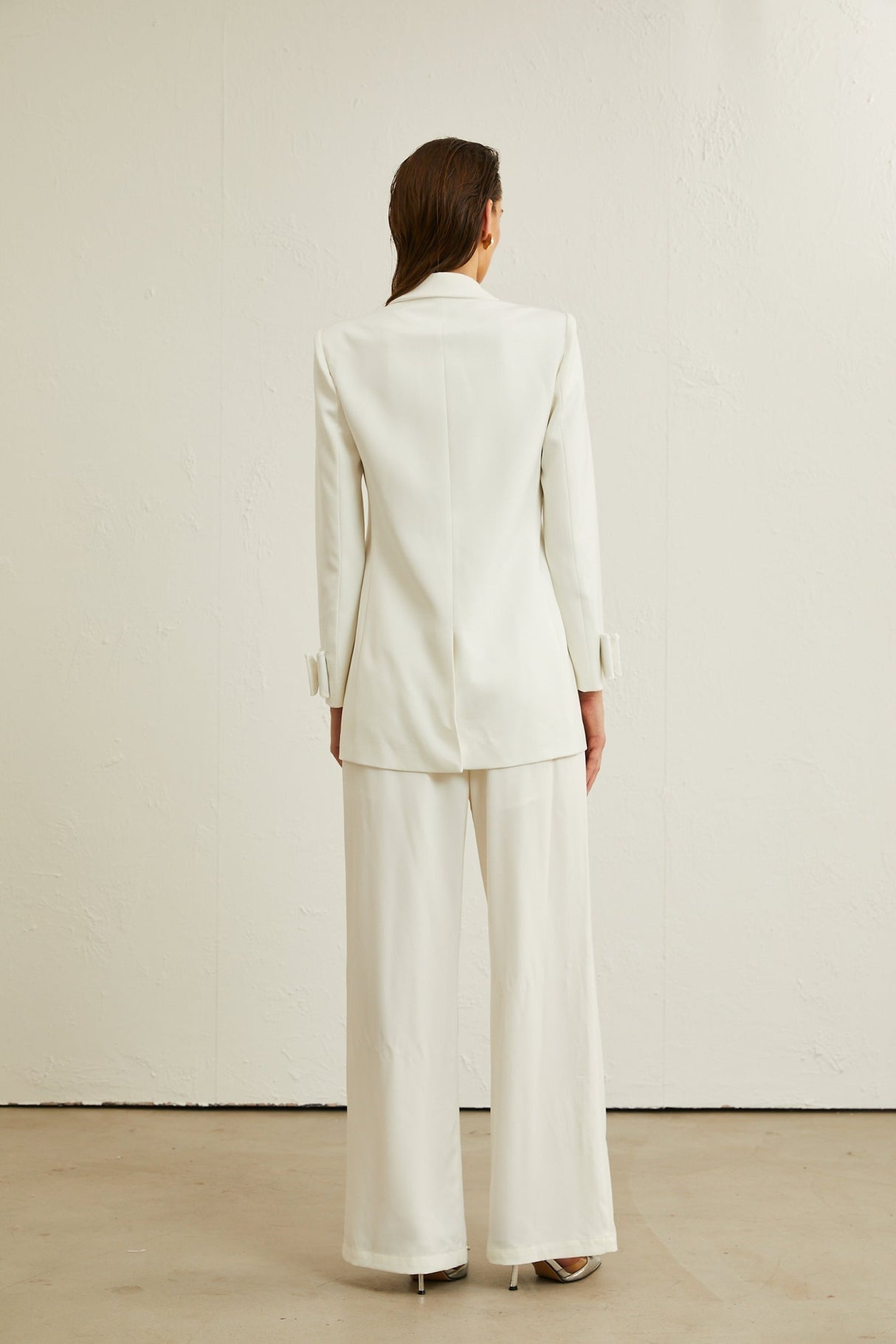 Mariah Jacket Mariah Wool Bow Embellished White & Crystal Coat