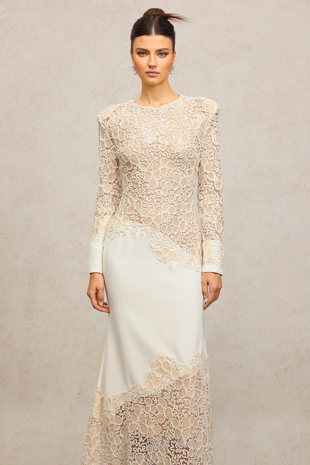 Mariah White Lace Maxi Dress for Formal Occasions