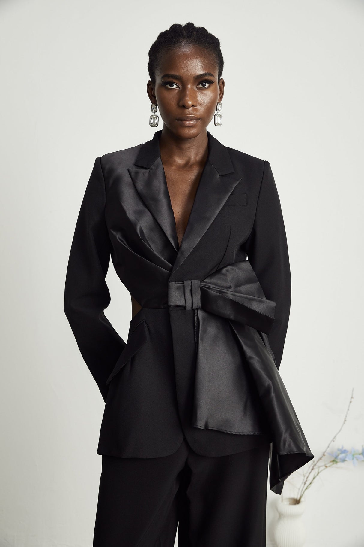 Mariangela Blazer Mariangela Oversize Bow Tie Black Blazer