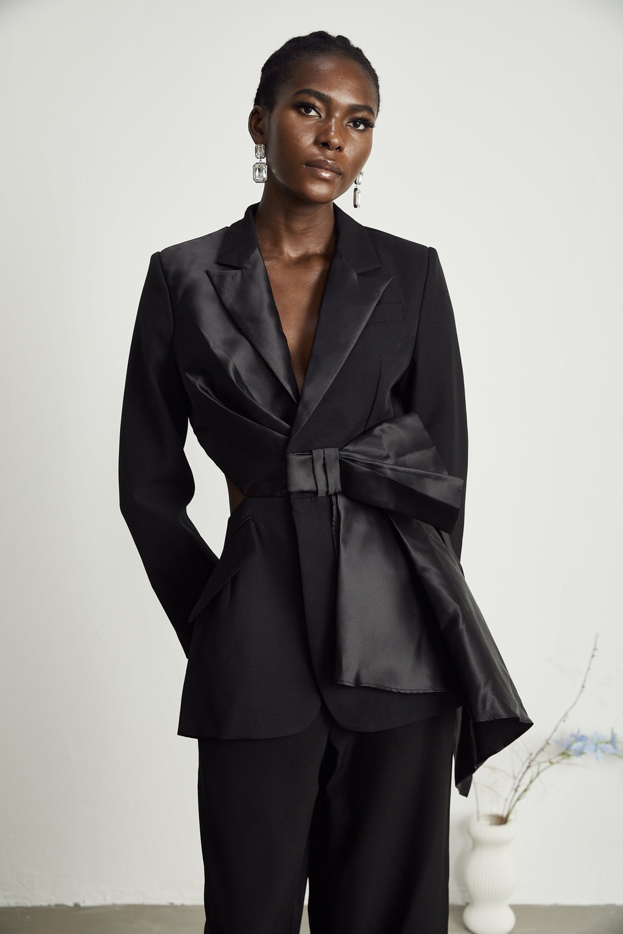 Mariangela Blazer Mariangela Oversize Bow Tie Black Blazer