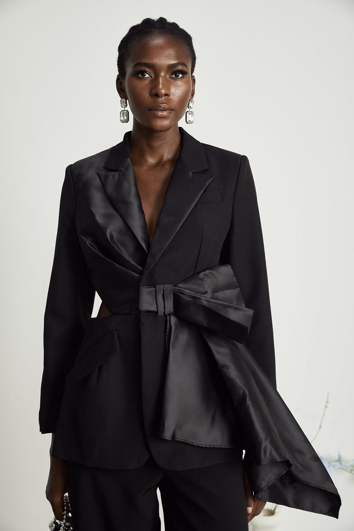 Mariangela Blazer Mariangela Oversize Bow Tie Black Blazer