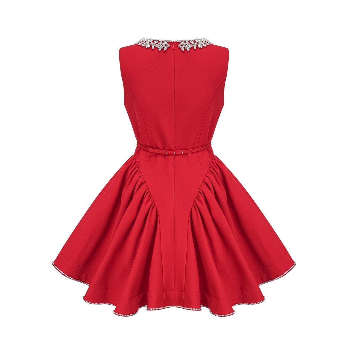 Mariangela Mini Dress Red Crystal Pleated Thigh Length