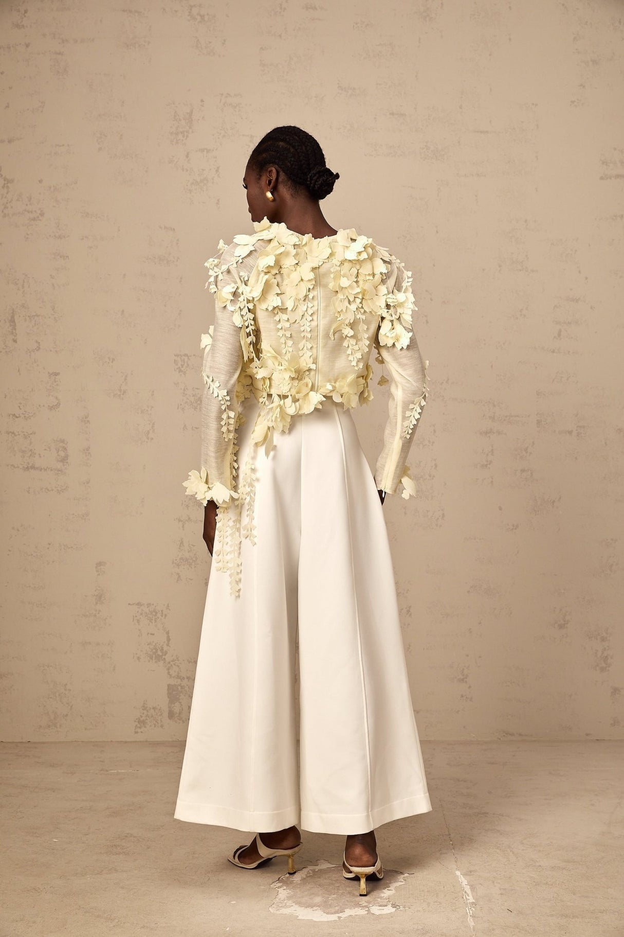 Mariarosa Blouse Light Yellow 3D Petal Cropped