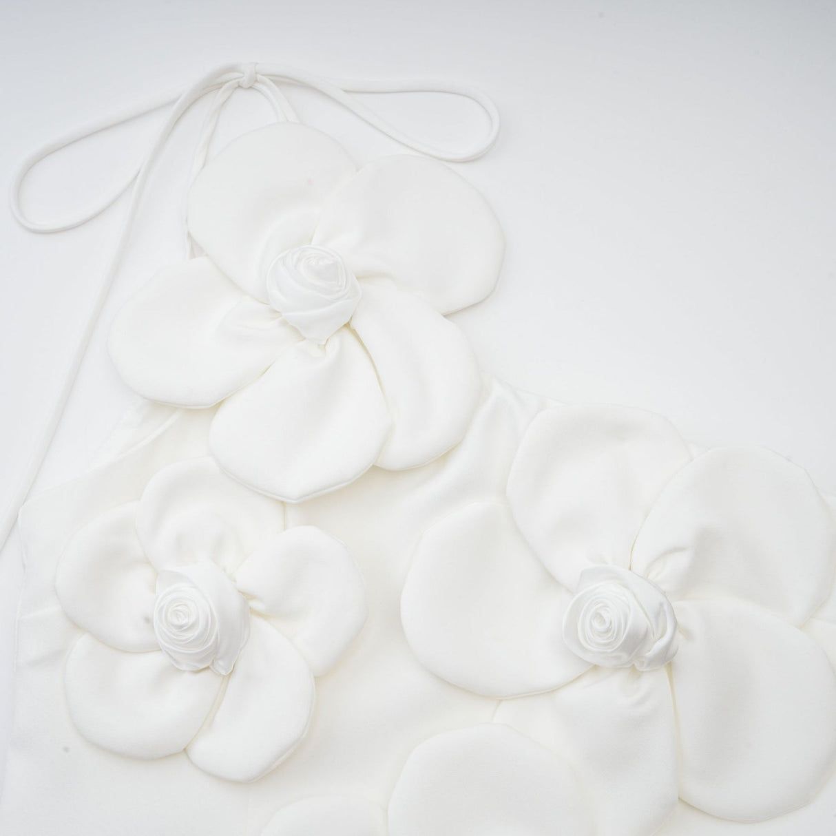 Mariarosa Mini Dress Mariarosa White Faux Flower Tie Side Zip