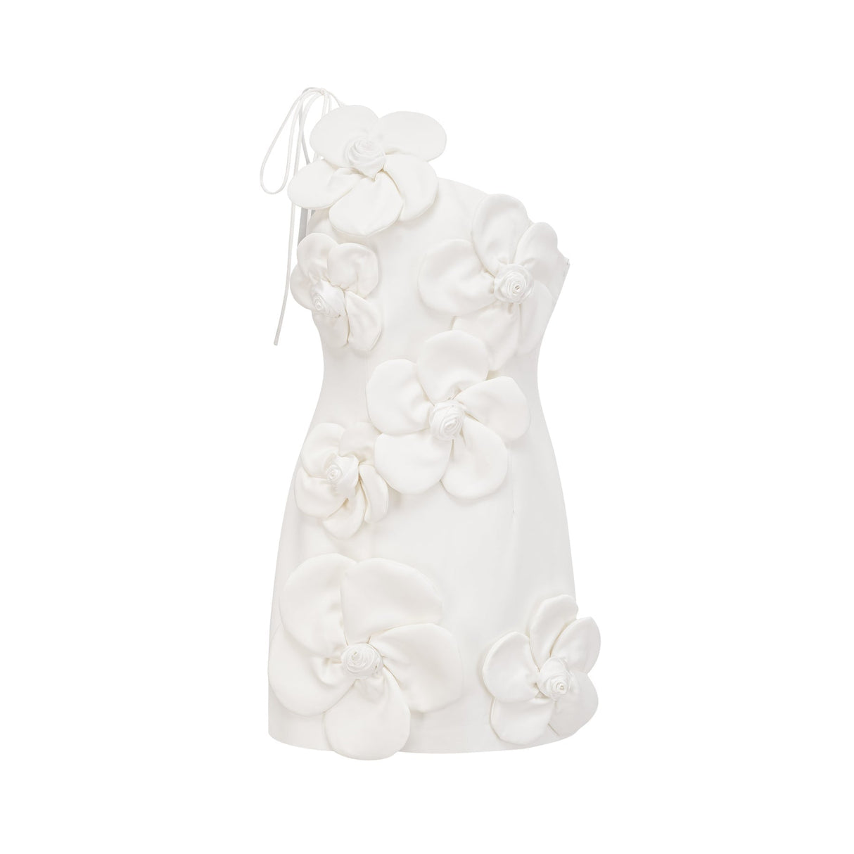 Mariarosa Mini Dress Mariarosa White Faux Flower Tie Side Zip