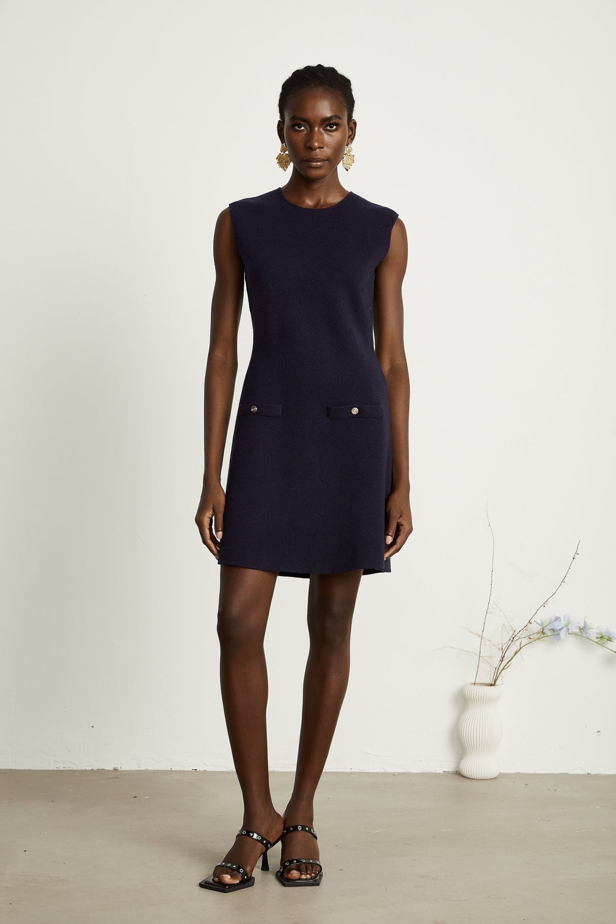 Mariarosa Top & Dress Dark Blue Knitted Matching Set