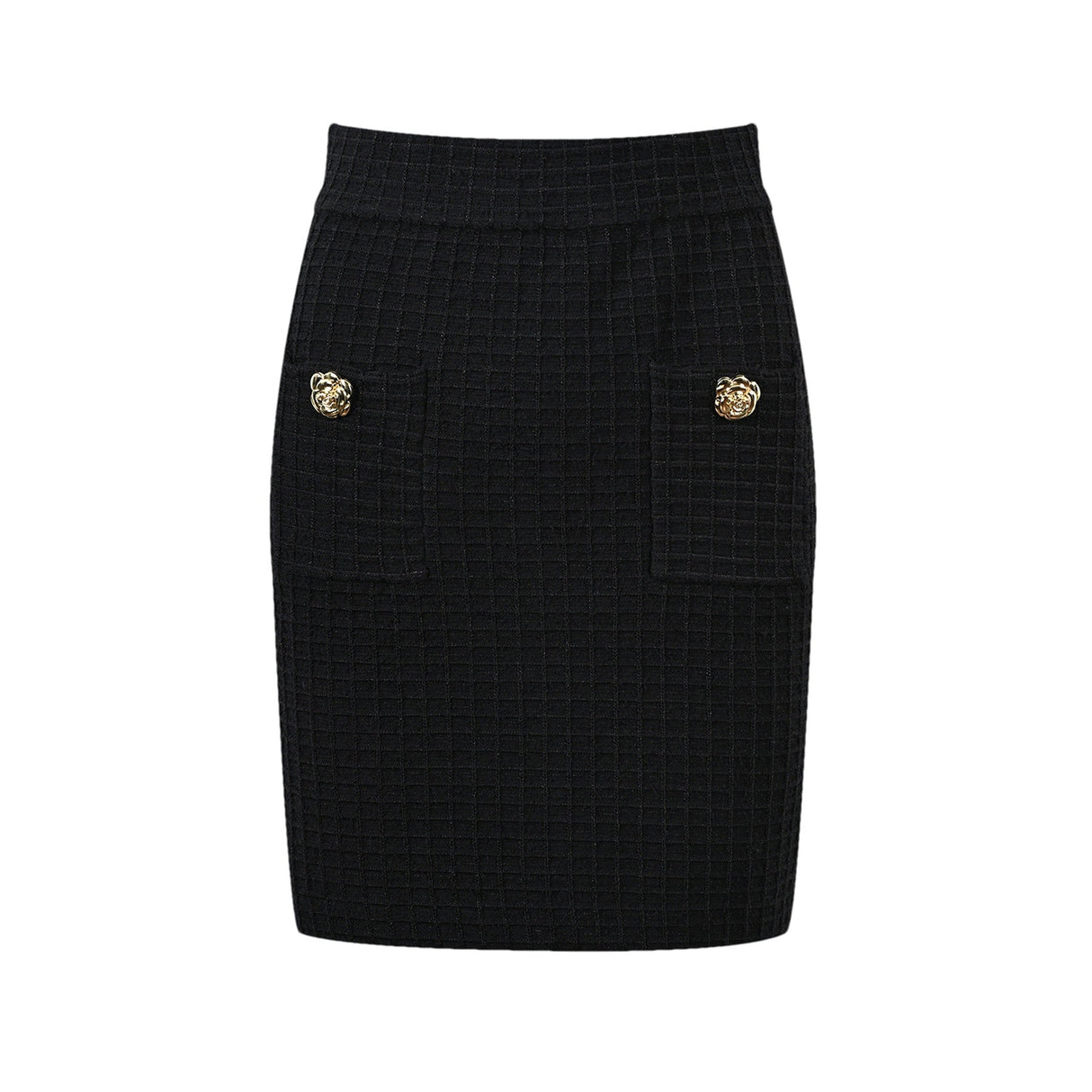 Mariella Jacket & Skirt Black Waffle Knit Set