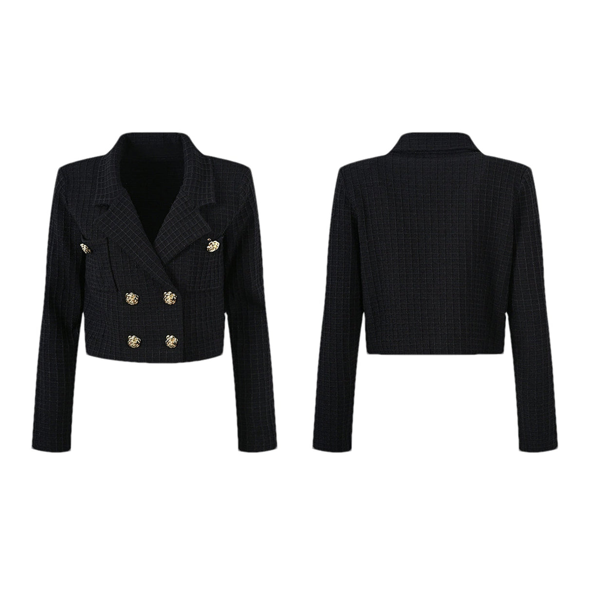 Mariella Jacket & Skirt Black Waffle Knit Set
