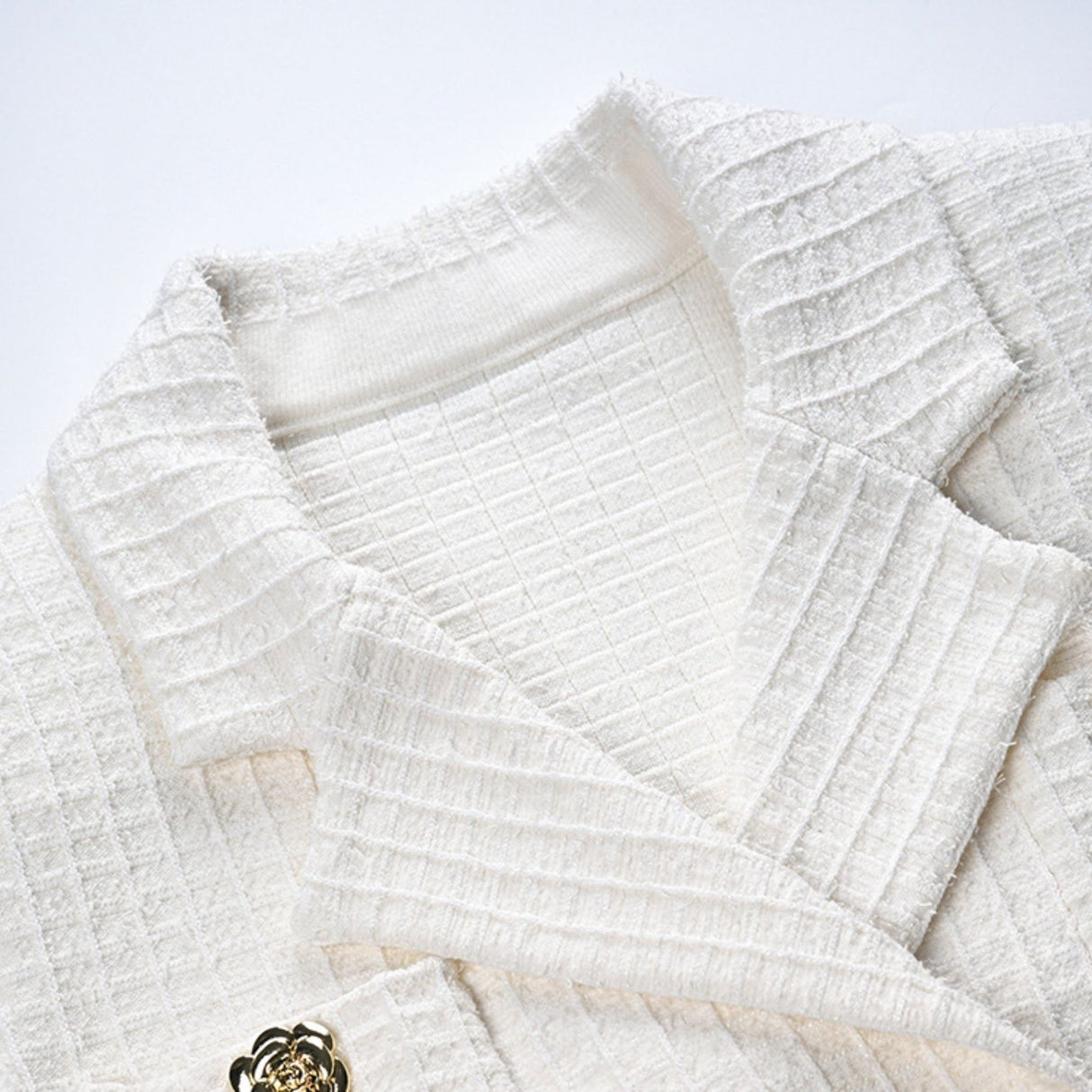 Mariella Jacket & Skirt White Waffle Knit Set