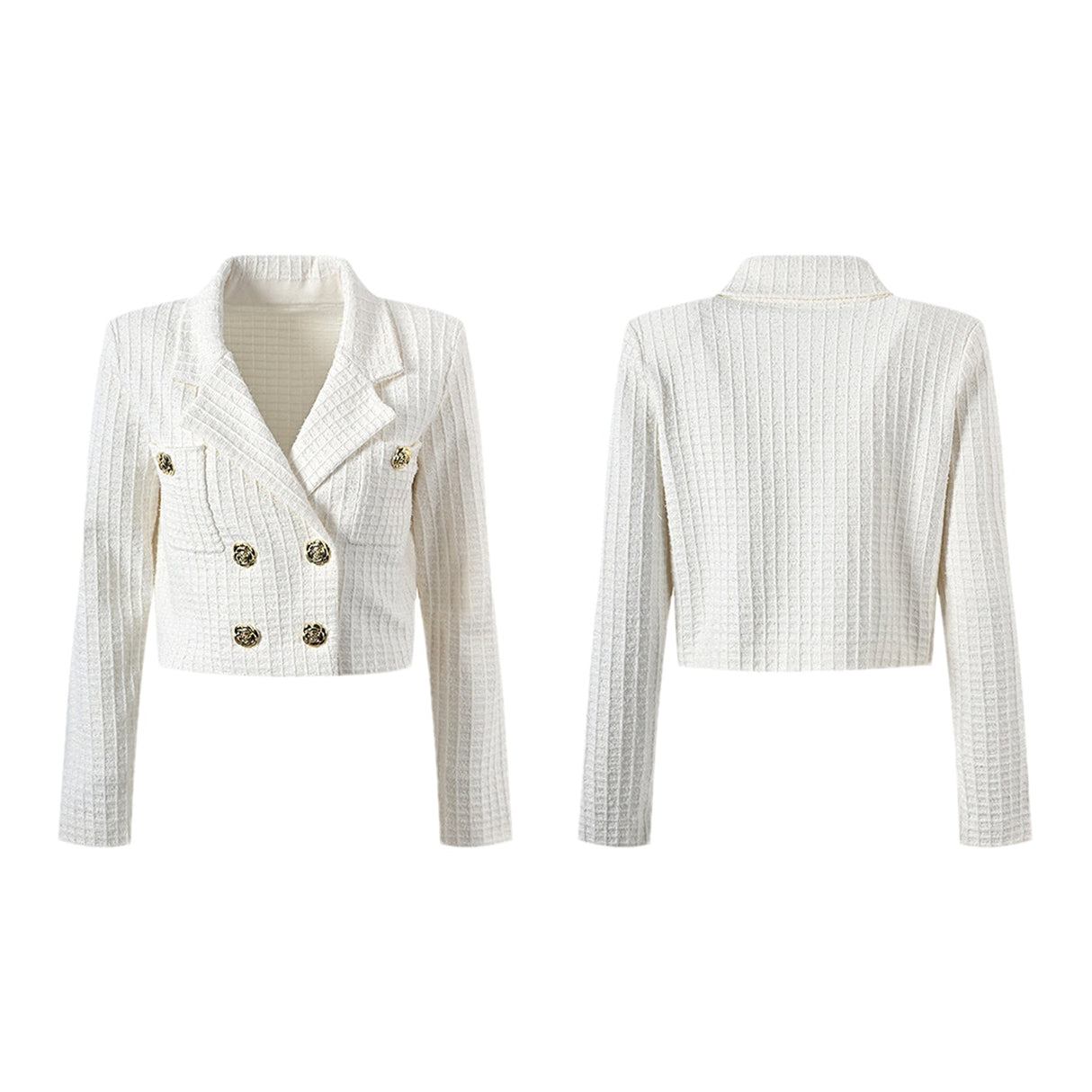 Mariella Jacket & Skirt White Waffle Knit Set