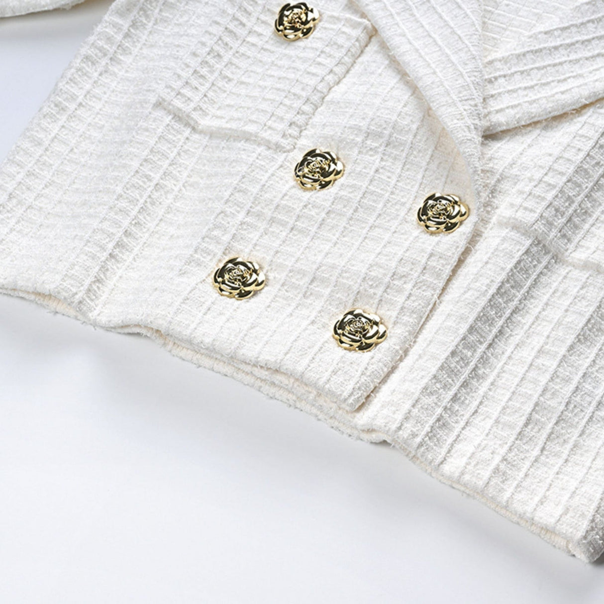 Mariella Jacket & Skirt White Waffle Knit Set