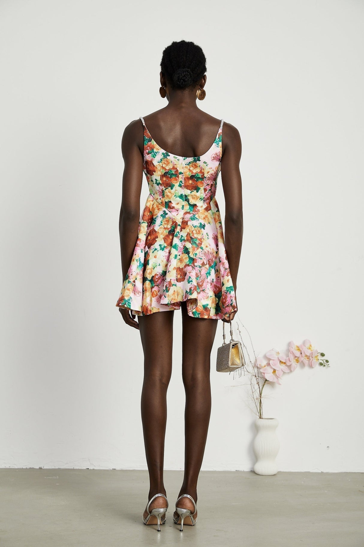 Marina Mini Dress Floral ALine Square Neck Chic