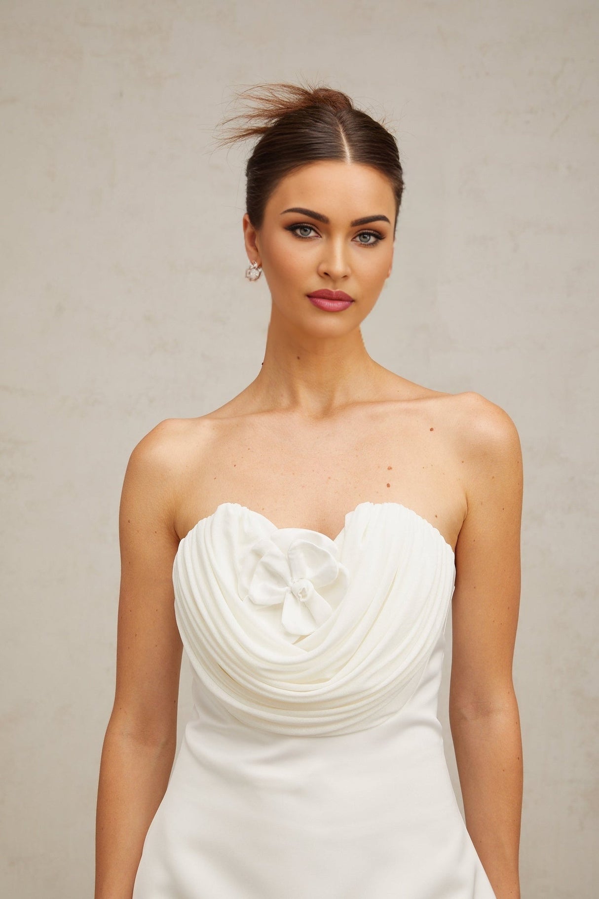 Marina Mini Dress White Floral Off Shoulder Embellished Ruched