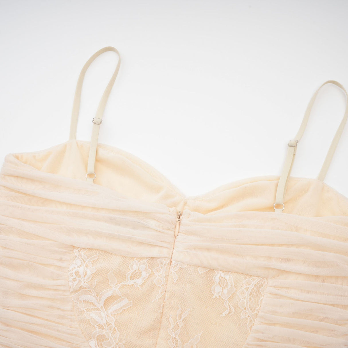 Mariolina Sleeveless Midi Dress with Bustier Style and Lace Detailing