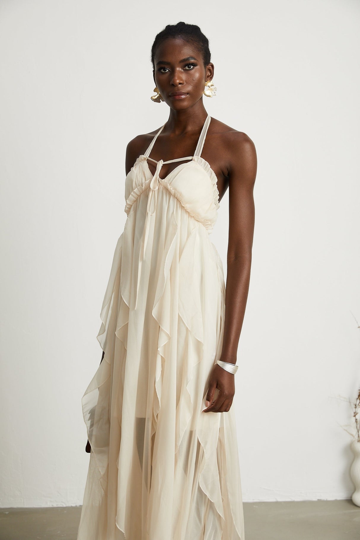 Mariuccia Halter Neck A - Line Midi Dress