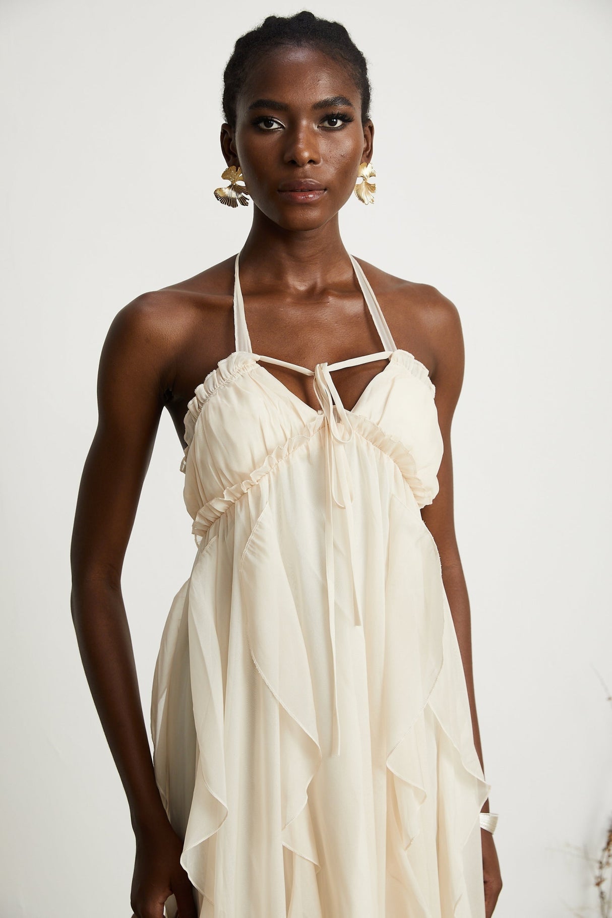 Mariuccia Halter Neck A - Line Midi Dress