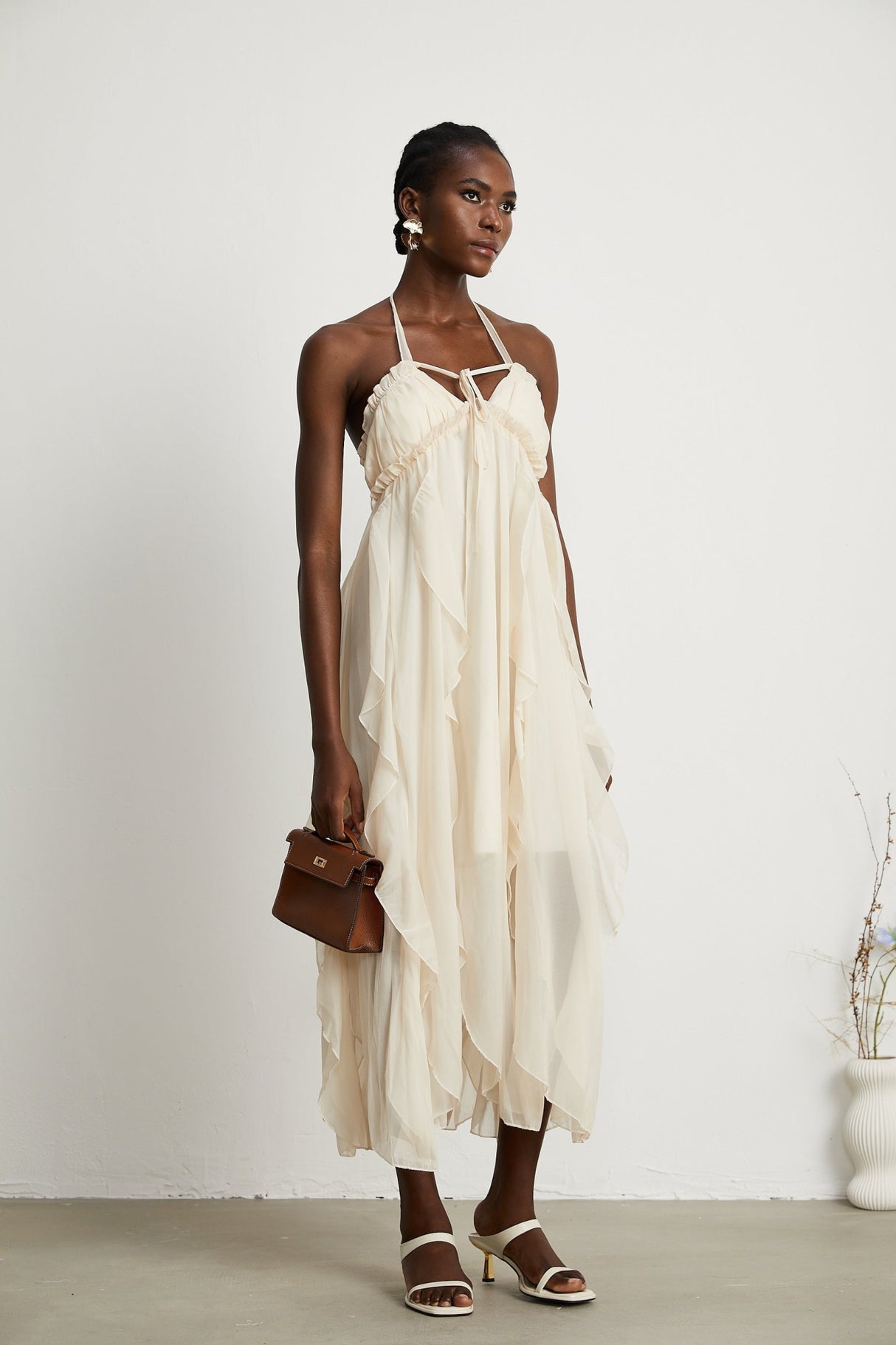 Mariuccia Halter Neck A - Line Midi Dress