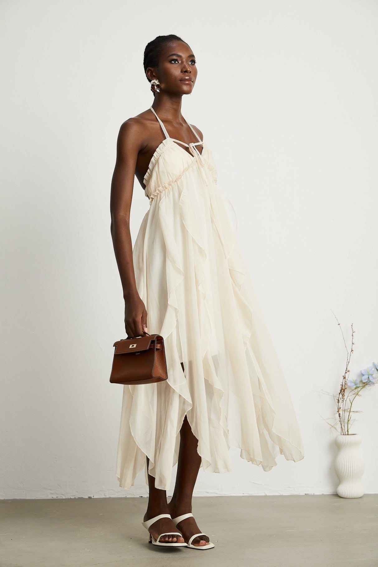 Mariuccia Halter Neck A - Line Midi Dress