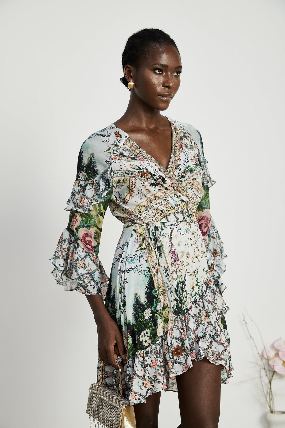 Mariuccia Mini Dress Renaissance Romance Ruffle & Crystal