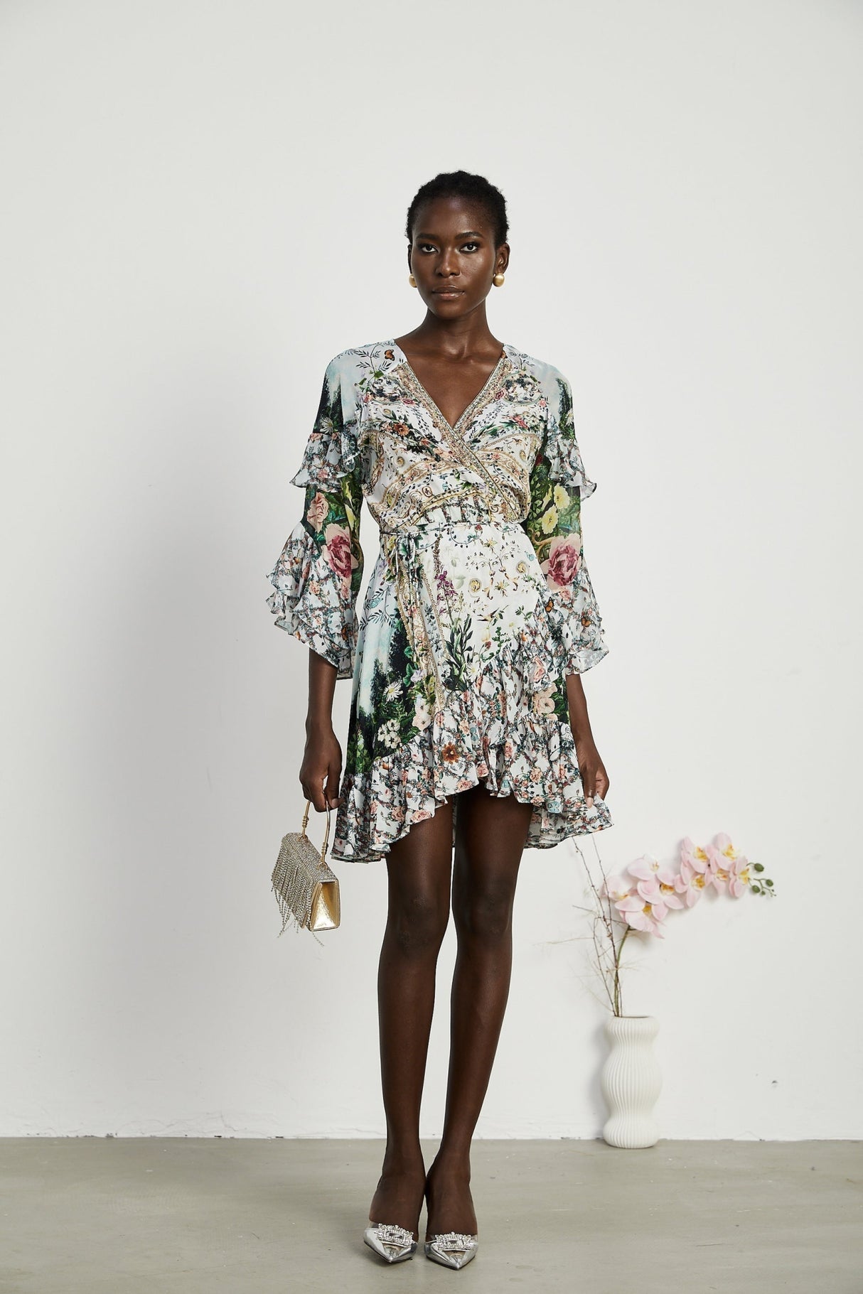 Mariuccia Mini Dress Renaissance Romance Ruffle & Crystal