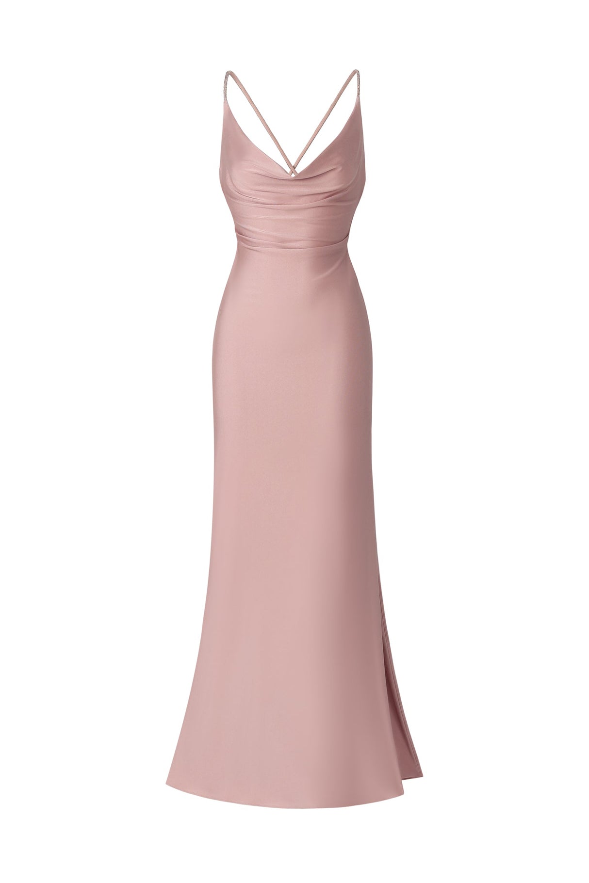 Mariuccia Pink Backless Cowl Neck Dress Side Slit Formal Gala Evening Affair