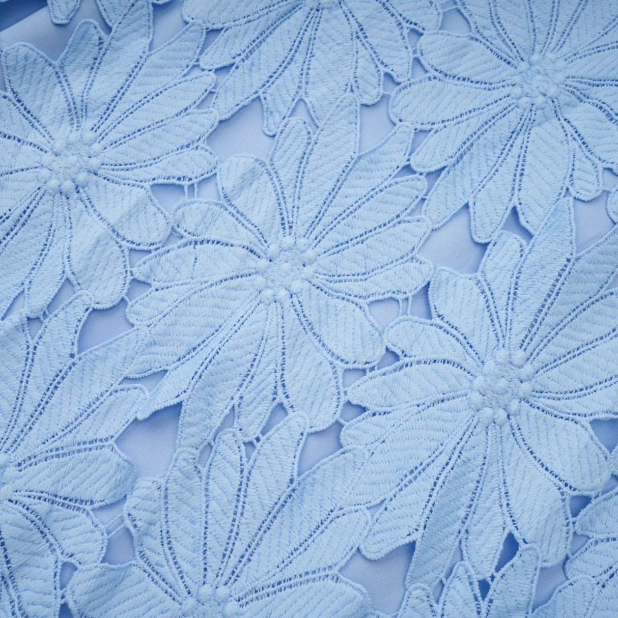 Mariuccia Top & Skirt Set Blue Guipure Lace Floral Cut - Out Scallop Trim Calf - Length