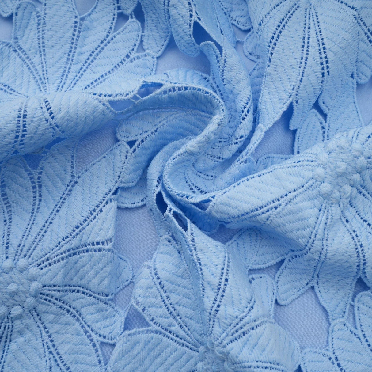 Mariuccia Top & Skirt Set Blue Guipure Lace Floral Cut - Out Scallop Trim Calf - Length