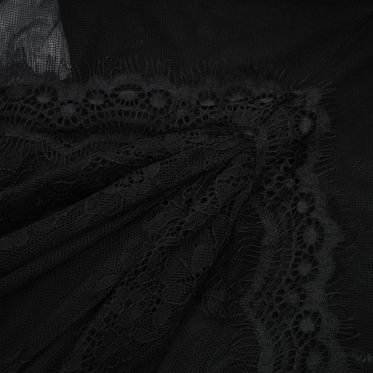 Marta Maxi Dress in Black - Asymmetrical Crossover Style with Lace Overlay & Crystal Embellishments