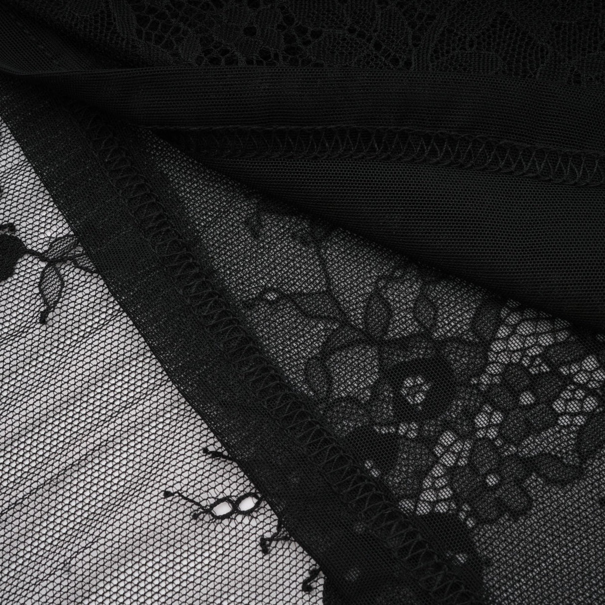 Marta Maxi Dress in Black - Asymmetrical Crossover Style with Lace Overlay & Crystal Embellishments