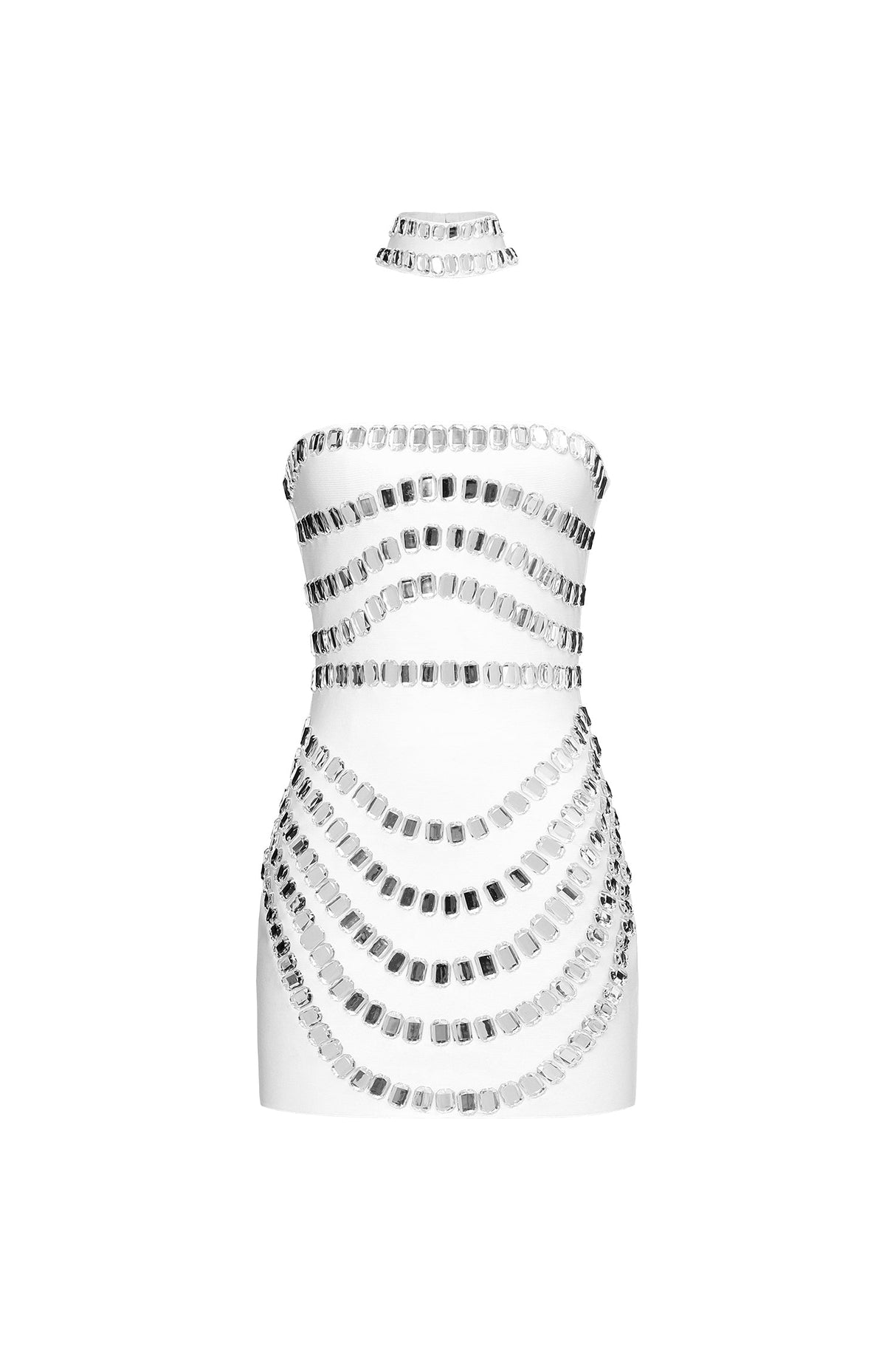 Martina White Diamond Bandage Mini Dress