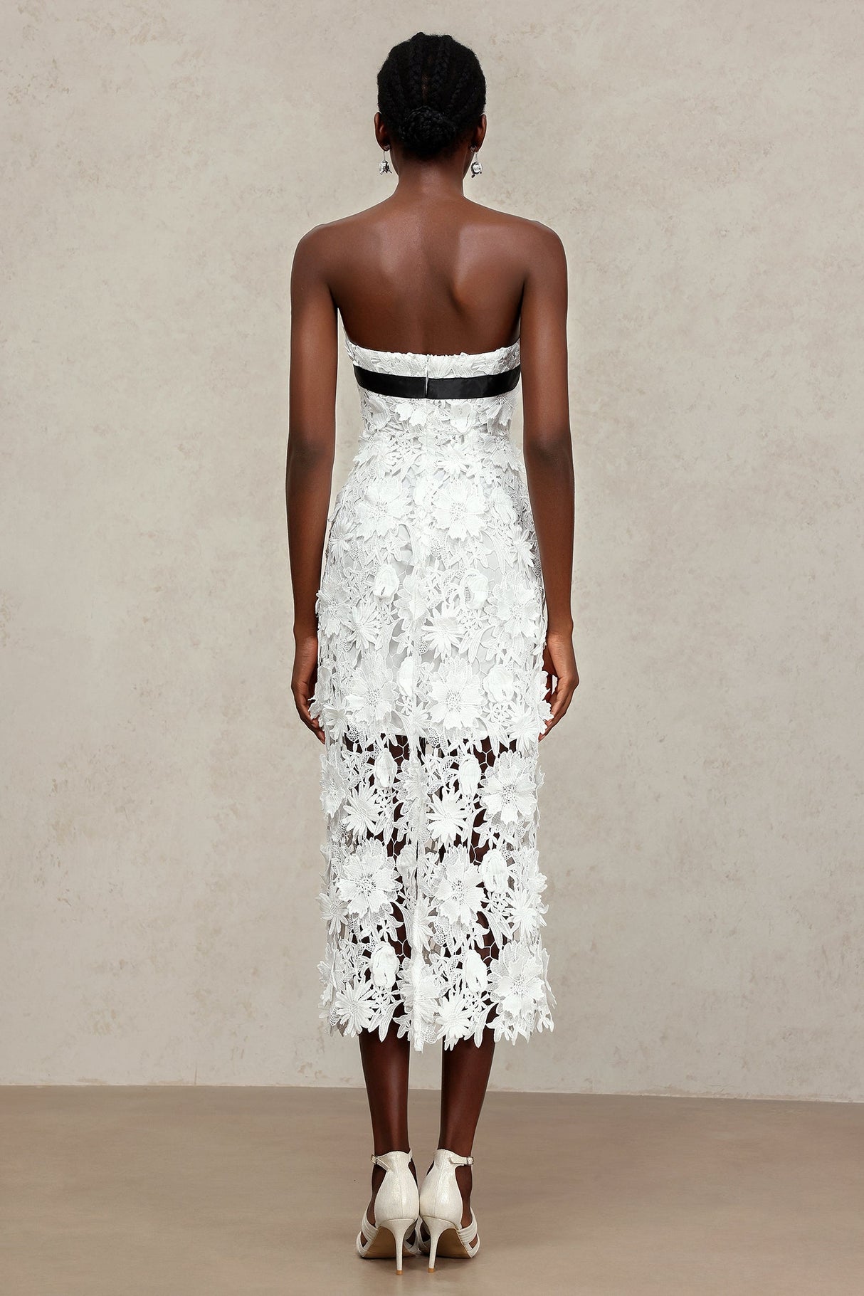 Mary White Lace Floral Maxi Dress