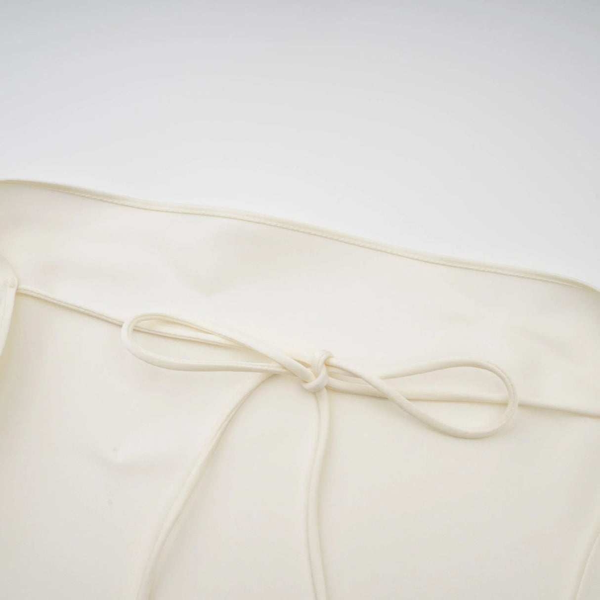 Mattea Mini Dress White Satin Ruffled Shawl Panel Open Back & Thigh - Length