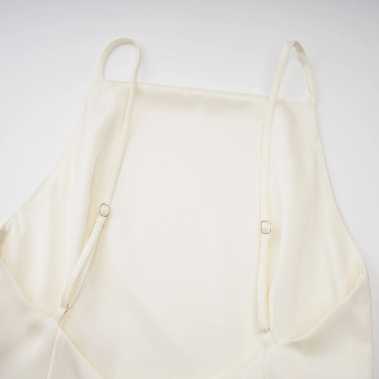 Mattea Mini Dress White Satin Ruffled Shawl Panel Open Back & Thigh - Length