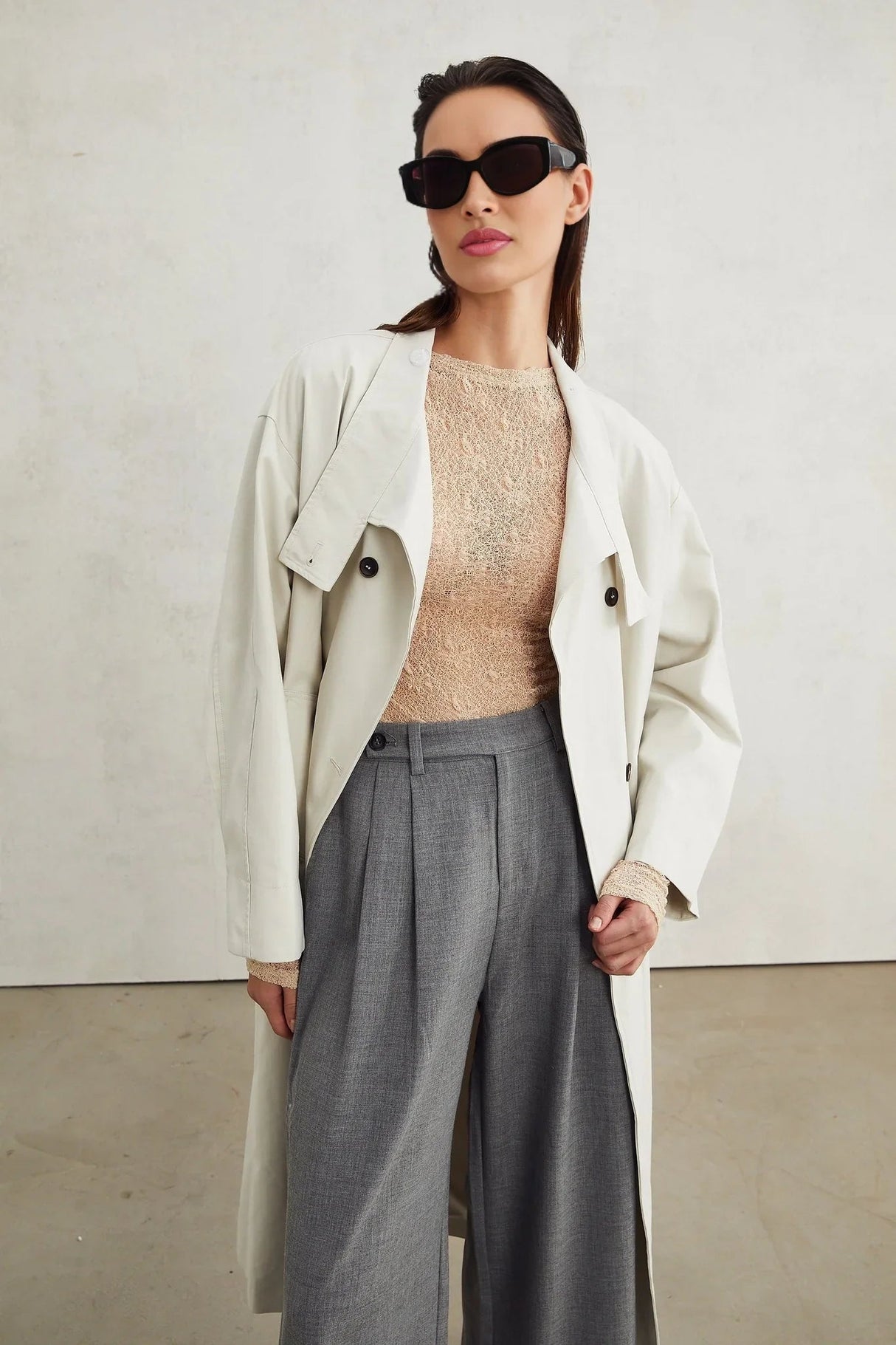 Mckenna Top - Long Sleeve Round Neck Semi - Sheer Stretch Jersey