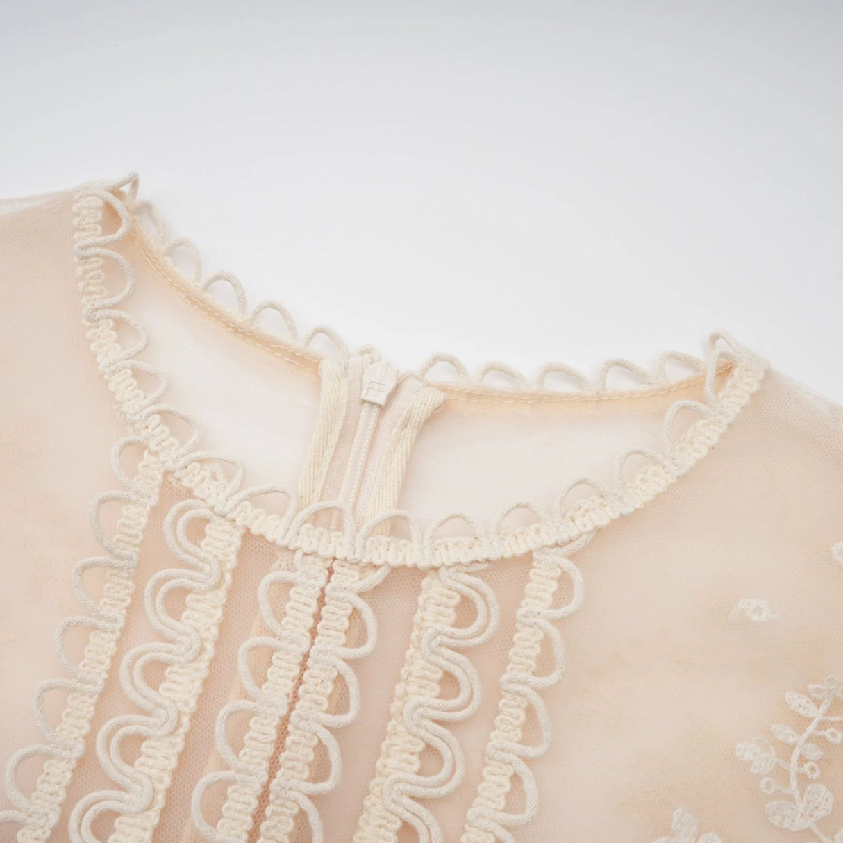 Meghan Midi Dress Floral Lace Beaded Neutrals