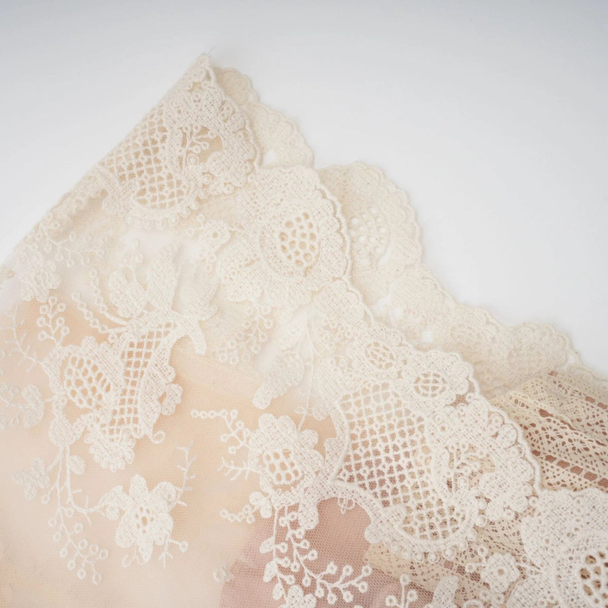 Meghan Midi Dress Floral Lace Beaded Neutrals