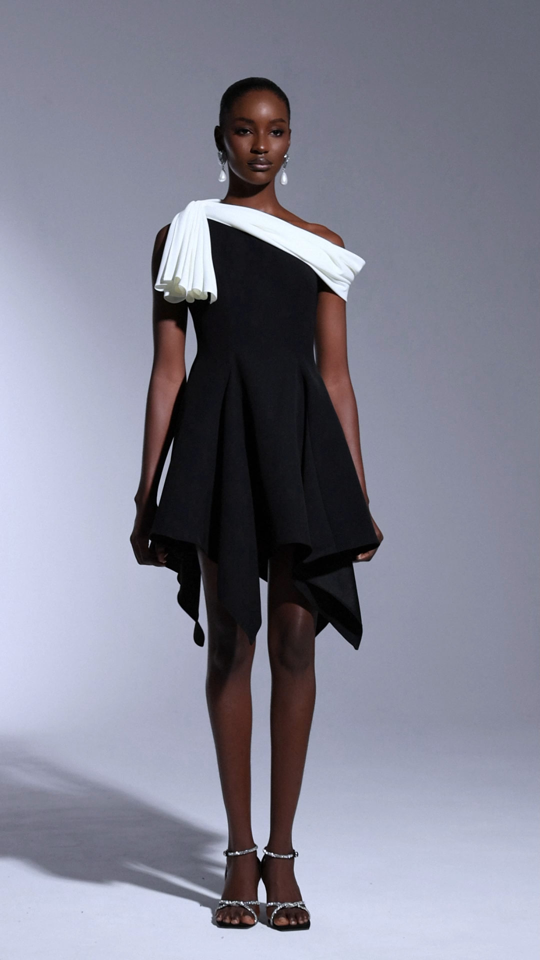 Melanie Black One-Shoulder Asymmetrical Hem Dress