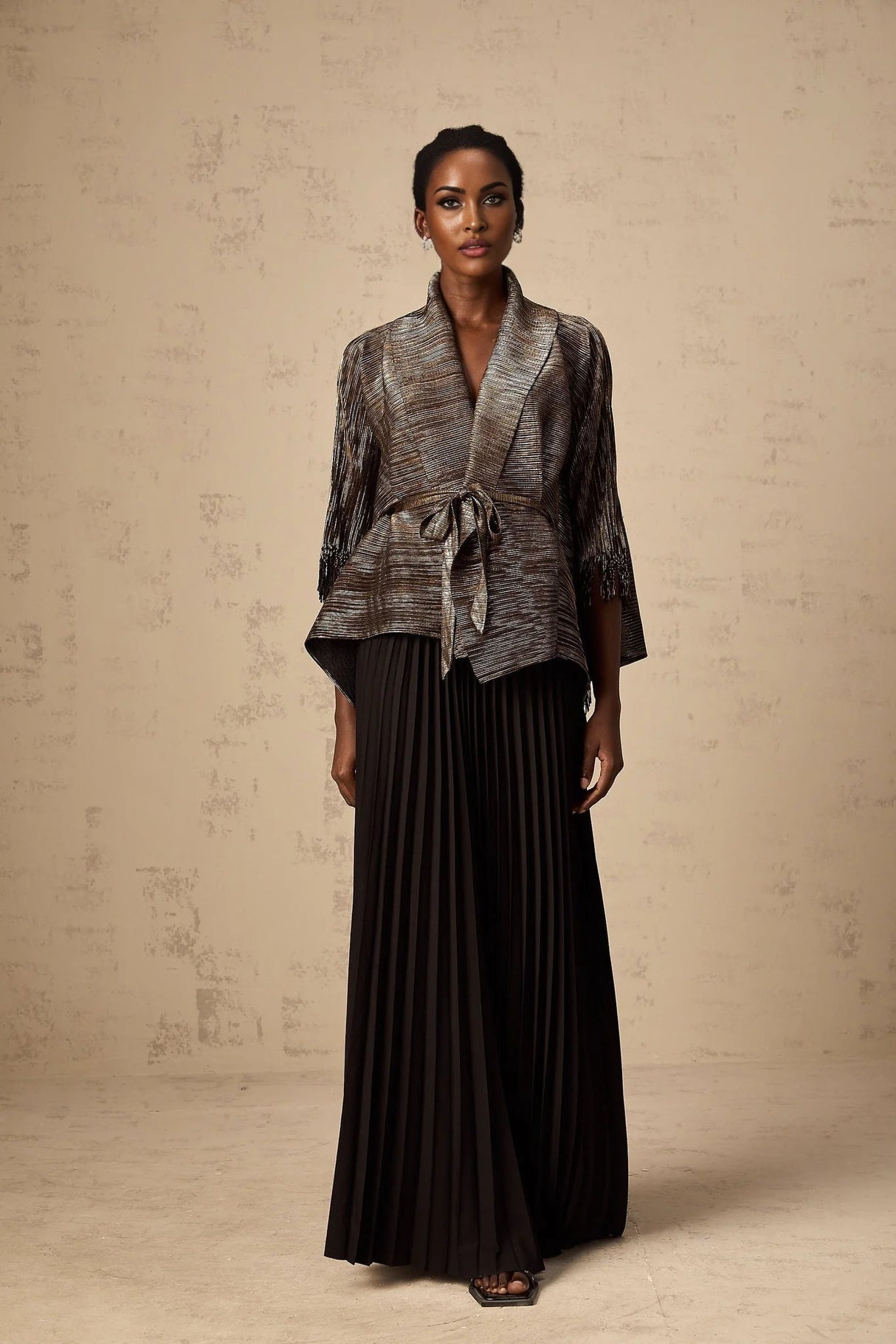 Melanie Top & Skirt Set - Black & Gold Gilded Cape Design