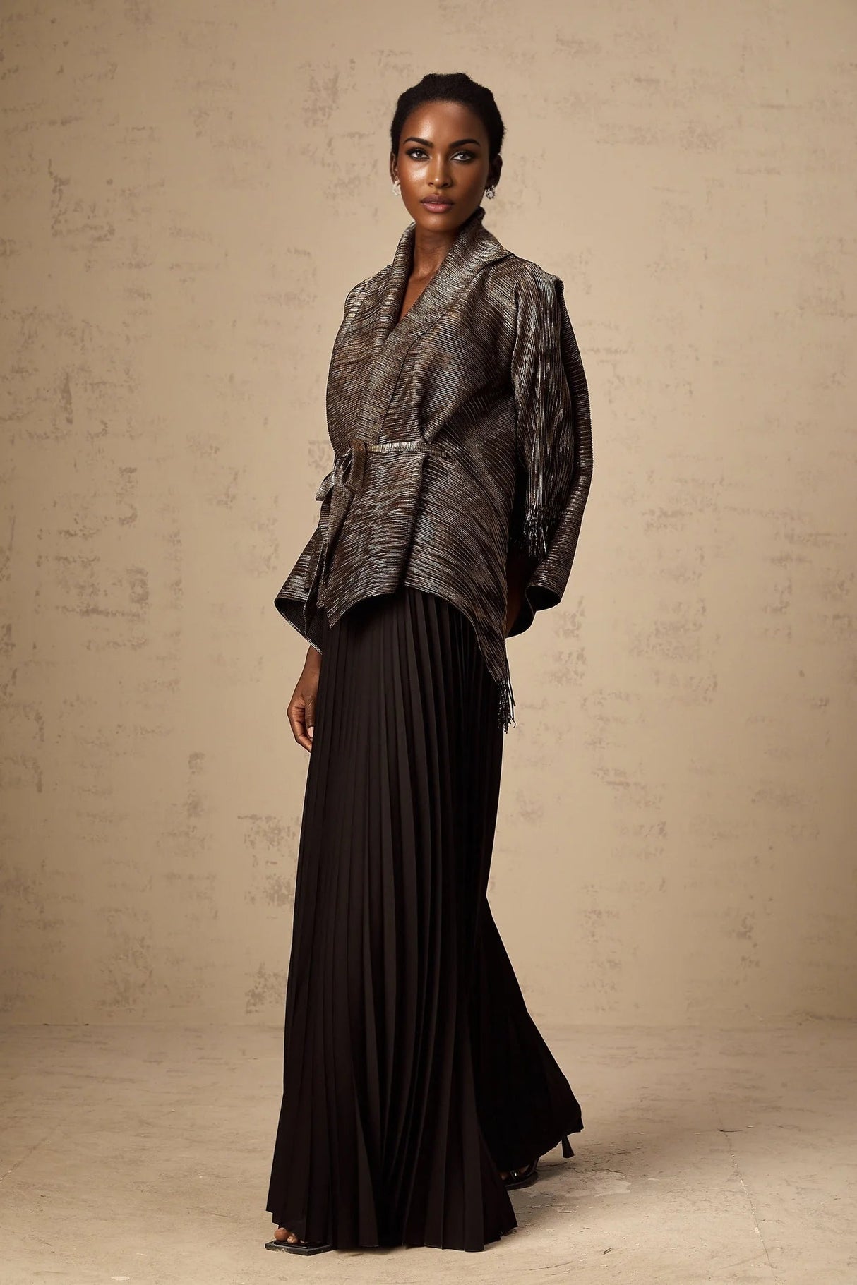 Melanie Top & Skirt Set - Black & Gold Gilded Cape Design