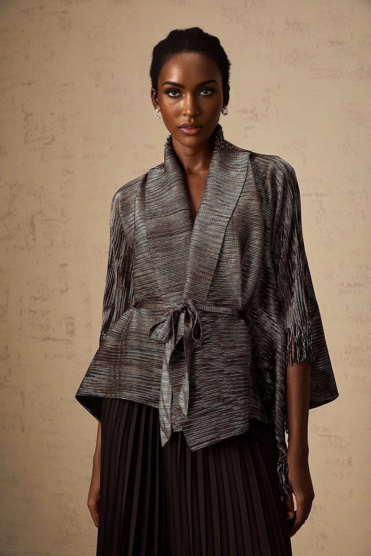 Melanie Top & Skirt Set - Black & Gold Gilded Cape Design