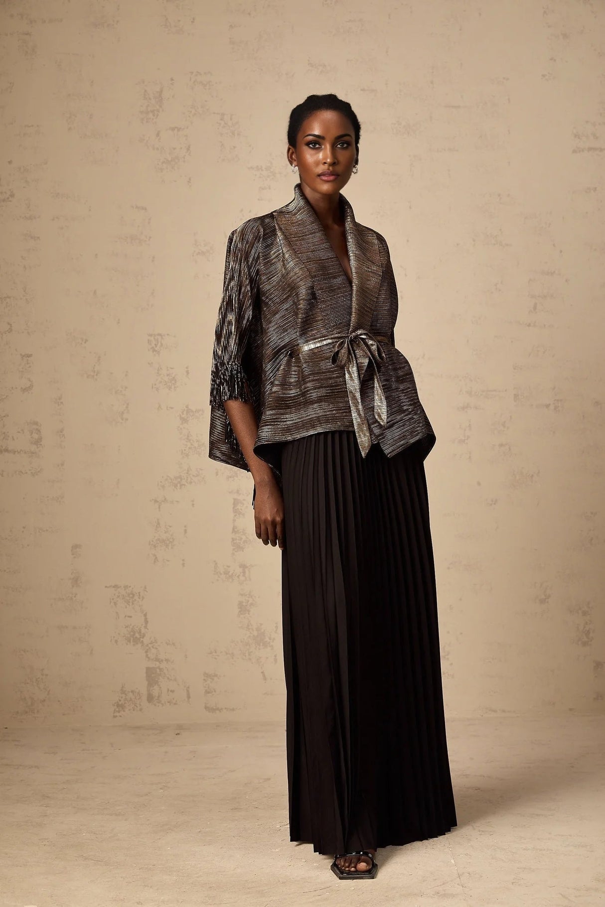 Melanie Top & Skirt Set - Black & Gold Gilded Cape Design