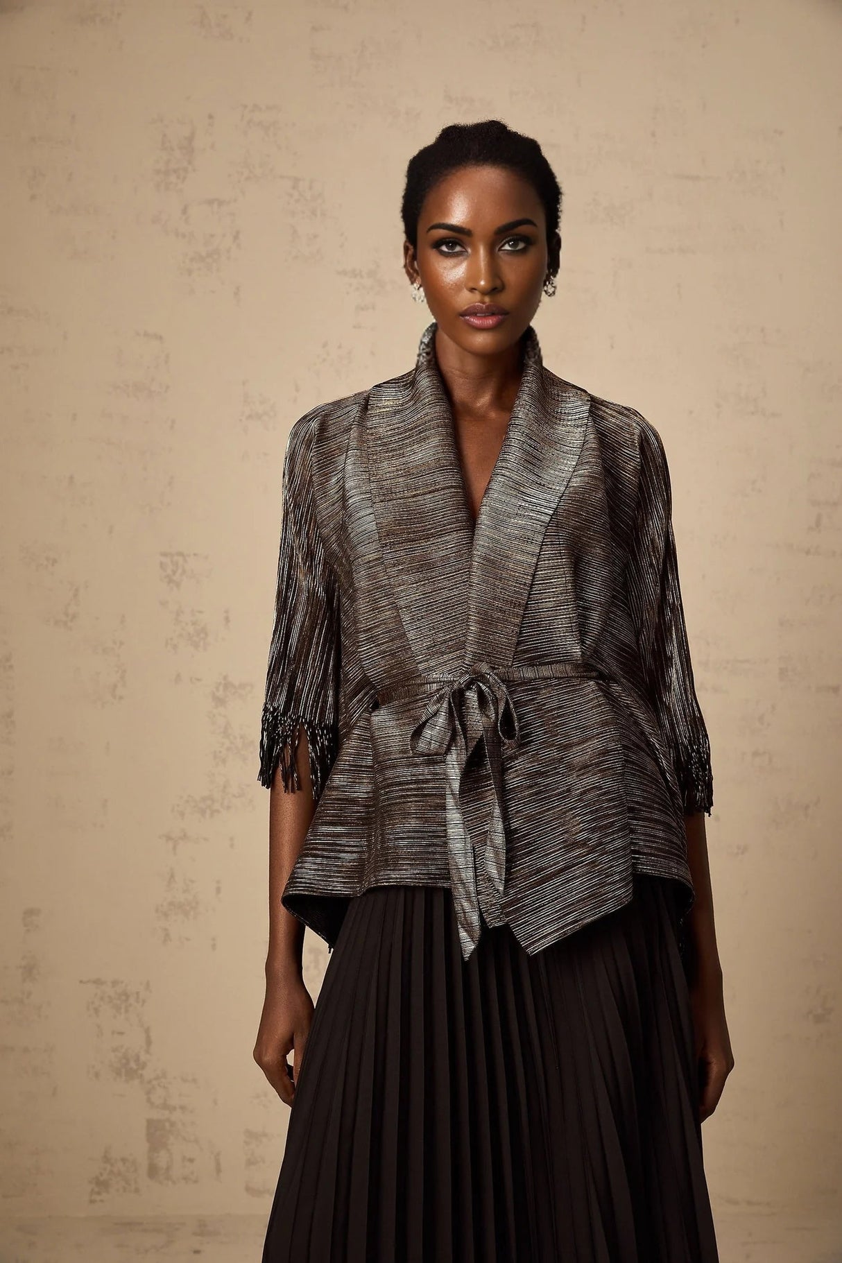 Melanie Top & Skirt Set - Black & Gold Gilded Cape Design