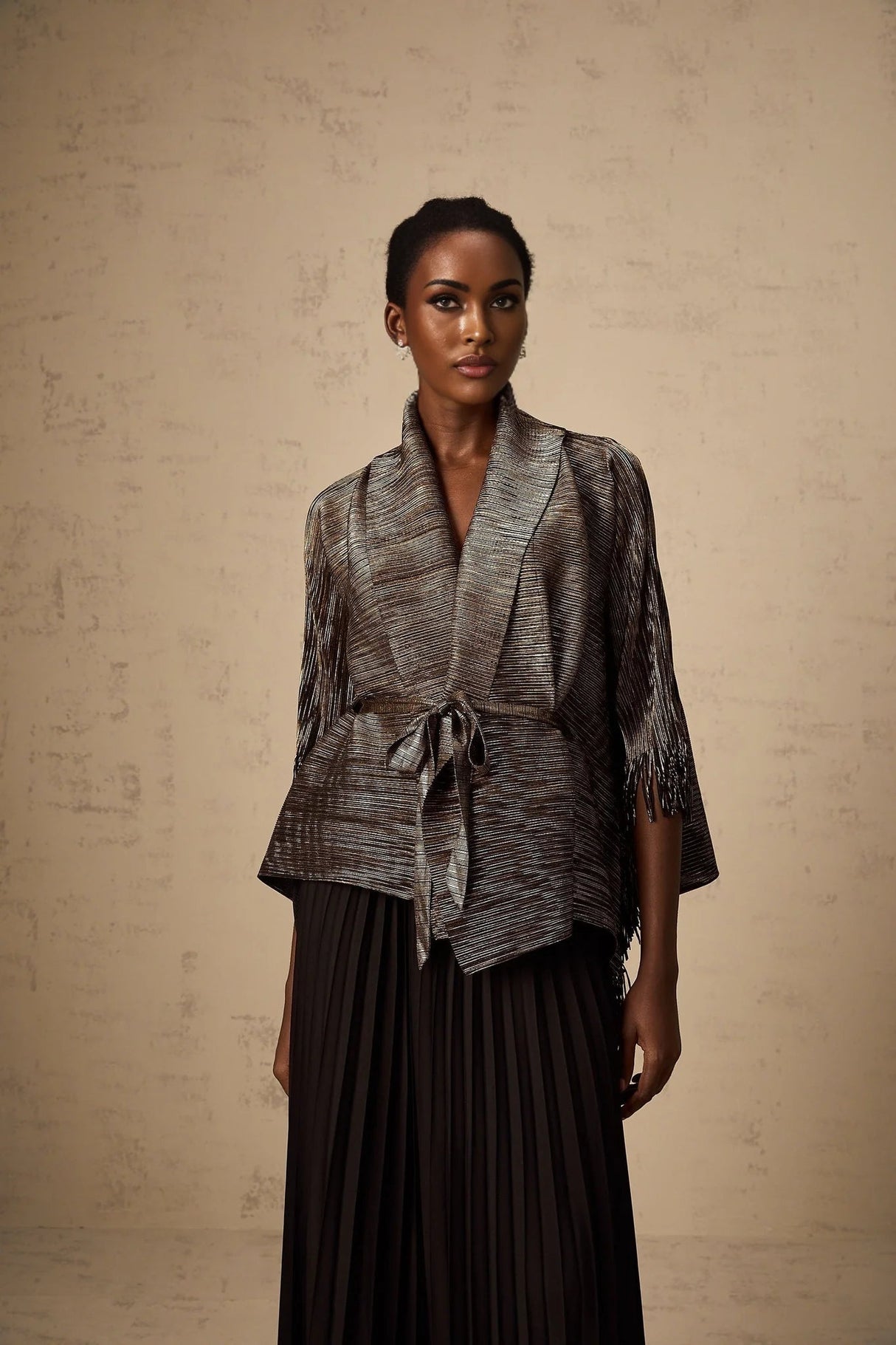 Melanie Top & Skirt Set - Black & Gold Gilded Cape Design