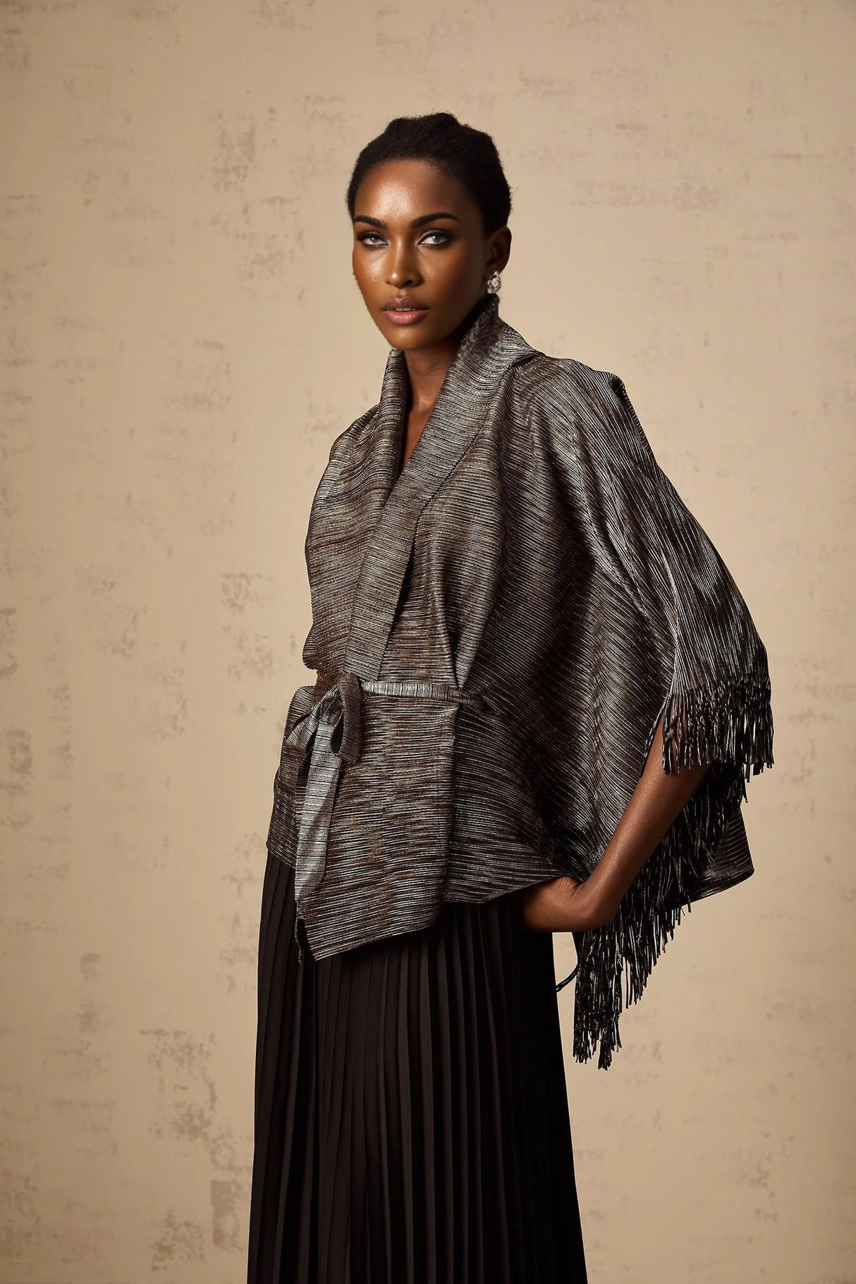 Melanie Top & Skirt Set - Black & Gold Gilded Cape Design