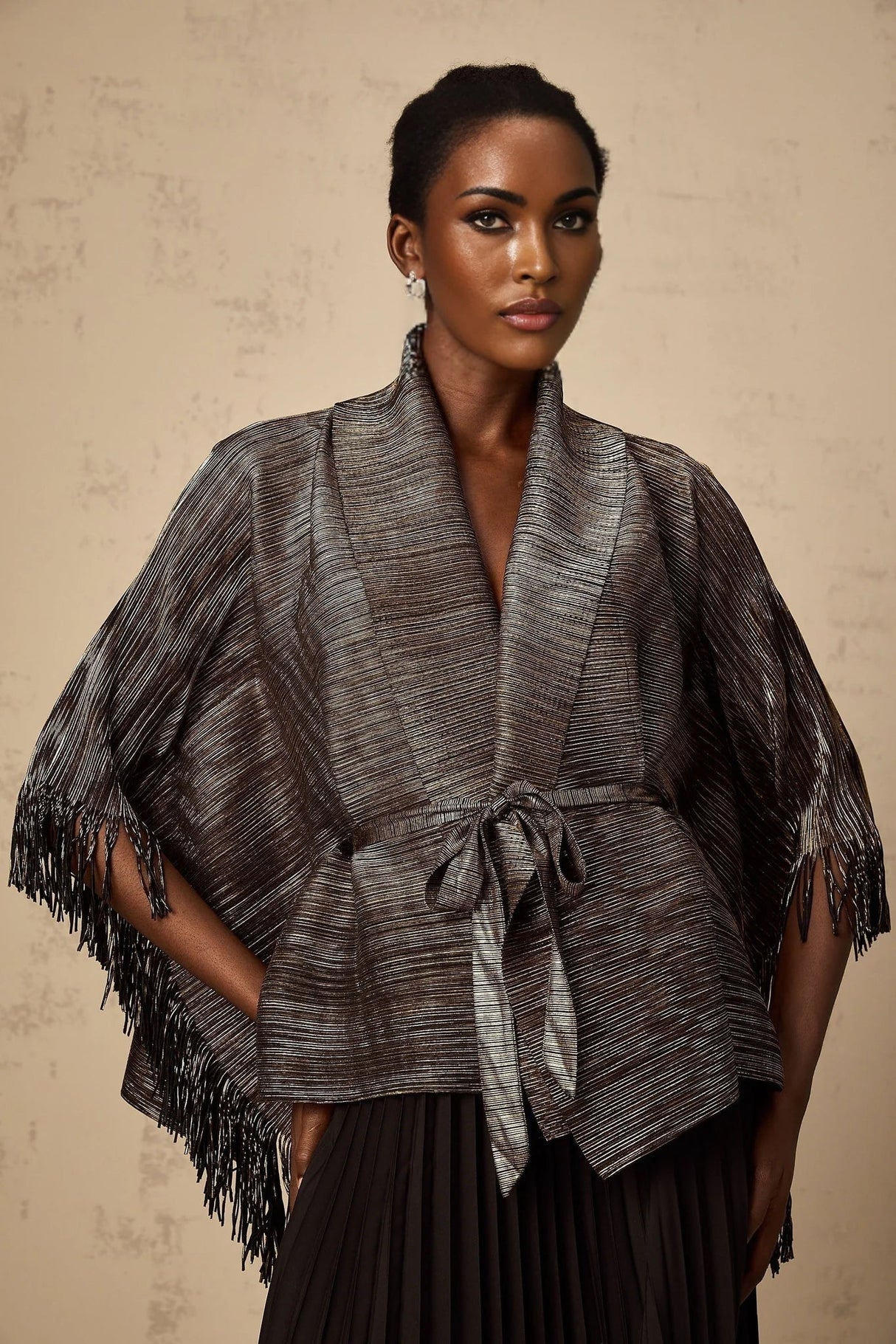 Melanie Top & Skirt Set - Black & Gold Gilded Cape Design