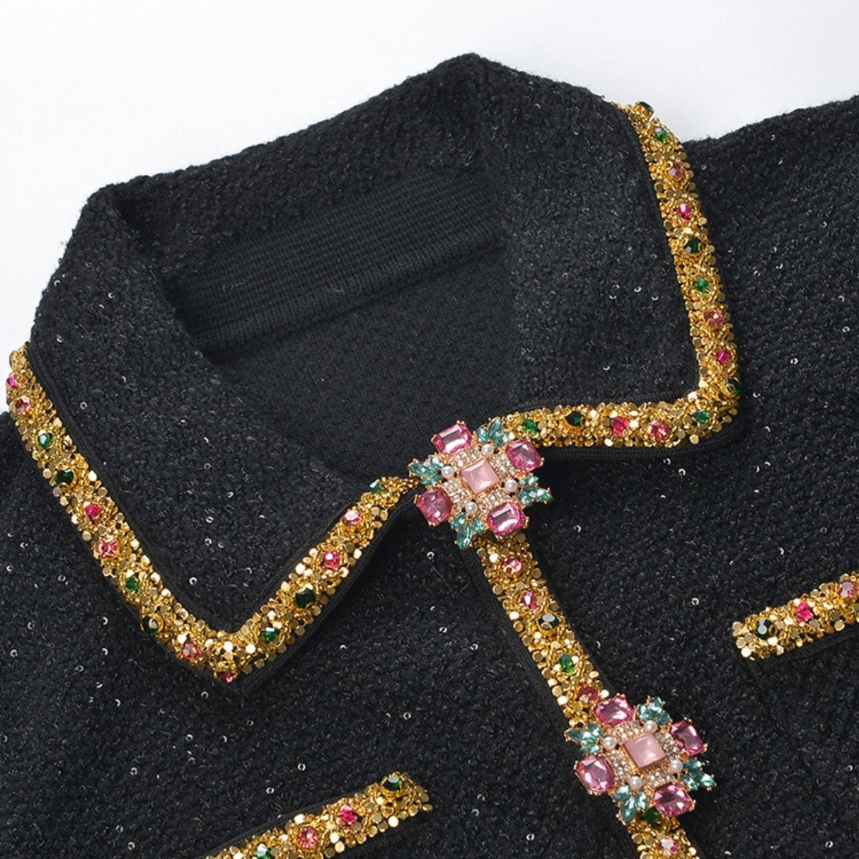 Meredith Knitted Dress with Sequin Lapel & Pockets