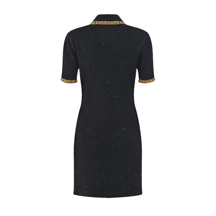 Meredith Knitted Dress with Sequin Lapel & Pockets