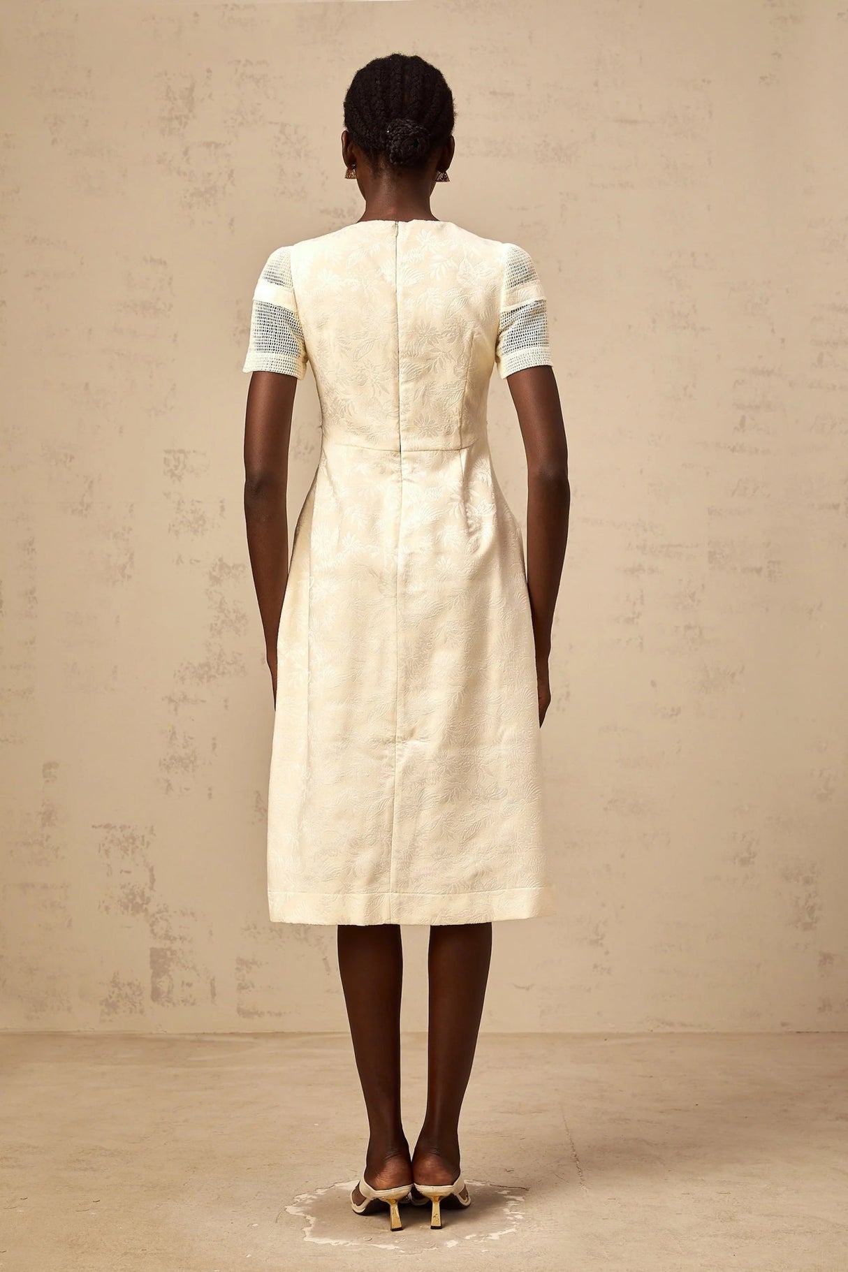 Michaela Midi Dress White Neutrals Floral Embroidery Openwork A - line